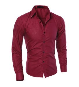 Style Casual Mens Sukienka Koszula Luksusowy guzika z długim rękawem Silk Bawełniana koszula Slim Fit Ręczne szycie moda bez prasowania Western de