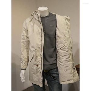 Trench da uomo Primavera Autunno Cappotto da lavoro casual Zipper Up Colletto rovesciato Giacca Uomo Cotone leggero S-4XL Y877