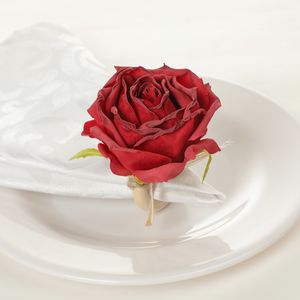 Silk Flower Napkin Rings Wedding Decorations Serviette Buckle Towel Holder Wooden Ring Hotel Table Dinner D8310b