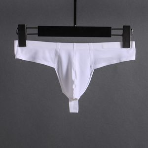 Hurtowe męskie stringi G-strings bezproblemowy lodowy jedwabny jedwab 3D Low Rise Big torebka Transparent G Strings Seksowna bieliznę dla młodych chłopców