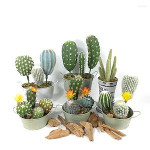 Decorative Flowers Artificial Prickly Cactus Succulents Plastic Flower Plant Home Office Desktop Wedding Party Garden Arrangement Decor