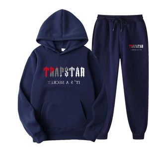 Spårar Herrspår FW Trapstar Men Kvinnor Tracksuit Märke Tryckt Streetwear Sportwear Warmtwo Pieces Set Hoodie Pants Jogging Hoode