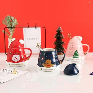 Kubki 2022 Boże Narodzenie kawa herbata gwiazda Santa Claus Gingerbread Man Ceramic Mub Prezenty wodne z łyżką okładki