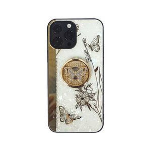Butterfly Love Flower Mobile Phone Case Crose, инкрустированный алмазом, дизайнер кронштейнов Bling для iPhone 14 13 12 11 Pro Max Hard Sople Covers