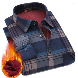 Men's Casual Shirts Flannel 95% Cotton Men Shirt Autumn Winter Male Long Sleeve Plaid Thick Fleece Lined Soft Warm Dress L-5XL HK