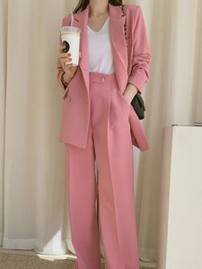 女性のスーツブレザースプリングカジュアルエレガントな女性ブレザーパンツスーツロングスリーブジャッキスーツウエストパンツ2ピースセット女性ファッション韓国ズボンスーツ221008