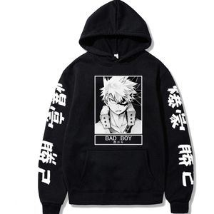 Erkek Hoodies Sweatshirts Anime Boku Kahraman Yok Akademisi Manga Bakugou Graphic Sportswear Cosplay Hip Hop Giysileri G221008