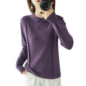 Women's Sweaters 2022 Latest Style Apring Autum Women's Baby Collar Long Sleeve Knitted Sweater Pullover Cotton Soft Flexible