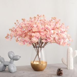 Decorative Flowers 1PCS Eucalyptus Leaves Silk Artificial Arrangment Tree Plant Bouquet Faux Foliage Wreath Home DIY Decoration 5 Fork