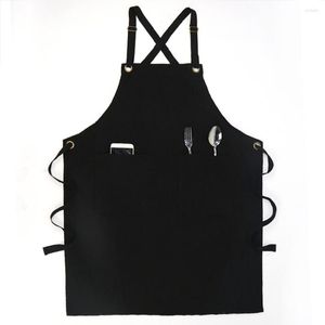 Aprons Unisex Elegant Classic Black Canvas Apron Adjustable Straps Anti-Dirty And Waterproof Household Florist Restaurant Bookstore