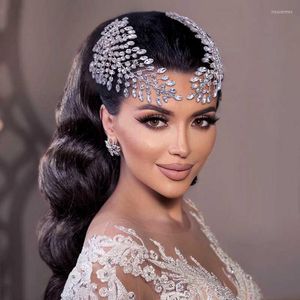 Headpieces Silver Crystal Hair Jewelry For Wedding Comb Tiara Rhinestone Flower Accessories Brides Exquisite HeadwearHeadpieces