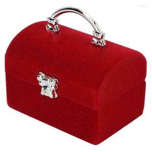 Sieraden zakjes draagbaar rood eenvoudige retro mini fluwelen ringbox vrouwen cadeaubus bruiloft verpakking oorbel opslag organizer container