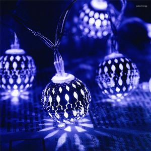 Strings LED LED Solar Powered Fairy String Light Marroquino Lantern Metal Globe Outdoor Decoration Iluminação para Holiday Christmas Tree
