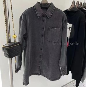 P-105 Outdoor Denim Shirts Women's Cardigan Tees Tops Dilapidated Clothes Long Sleeve Ladies Button