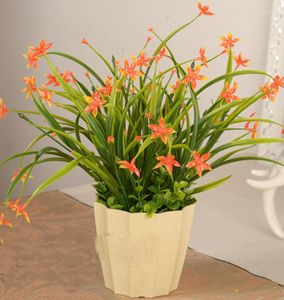 Dekorative Blumen Künstliche kleine Sternblume mit Vase PE-Material Blumenstrauß Handbuch zur Dekoration Pflanze Floresclassic Lila