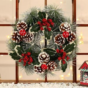 Dekorativa blommor Pine kottar krans juldekoration elegant krans hängande dörr hängen xmas hänge festival dekor leveranser för
