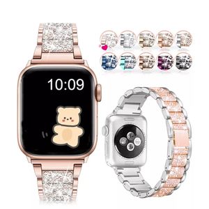 Diamond Metal Women Strap for Apple Watch Series Ultra 49mm 7 8 45mm 41mm Fashion Armband Women Iwatch Band 6 5 4 3 SE 44mm 40mm 42/38mm