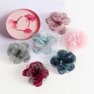 Dekoratif çiçekler 20pcs/lot karışım renkleri vintage yapay kumaş çiçek kızlar kafa bandı şık saç klibi aksesuarları DIY