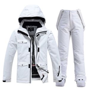 Skidskidåkning Ny Pure White Women's Snow Suit Overallar snowboard sätter 10k vattentät vindtät vinter Super varm skiddräkt skidjacka L221008