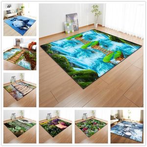 Teppiche Ländliche Landschaft 3D Für Wohnzimmer Teppiche Heimtextilien Weiche Flanell Kinder Krabbeln Matten Kind Spielen Große Größe Teppich