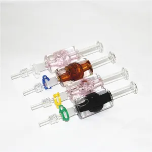 hookahs Glass nectar straw liquid glycerin inside oil cooling NC Kit dab rig 510 screw joint Hookah Micro HoneyStraw set