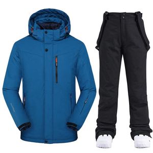 Ternos de esqui -30 graus Men's Ski Ski Ski Winter Water impermeabilizada Jaquetas de esqui calças definidas homens esportes ao ar livre Trajes de neve à prova de vento L221008