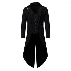 Trench da uomo Steampunk da uomo Cosplay Frac Giacca Cappotto gotico medievale Pirata Vichingo Rinascimentale Smoking formale Costume Homme