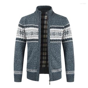 Men's Jackets ZOGAA Winter Thick Men's Knitted Sweater Coat Off Long Sleeve Cardigan Fleece Full Zip Male Causal Plus Size Clothing For