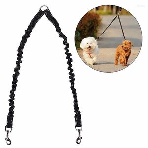 Dog Collars Pet Double Head Traction Rope Outdoor Sport Elastic Reflective Material 360 ° Absorption Dogs Leader Leads Ropes