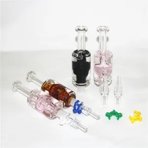 Hookahs Vidro Néctar Recipiente de Óleo de Silicone Ponta de Quartzo Concentrado Dab Palha para Tubulações de Água Bong HandPipes