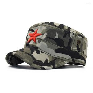 Berets Red Pentacle Embroidered Hat Revolutionary Base Memorial Military Camouflage Baseball Cap Breathable Sunscreen Casual