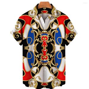 Męskie koszule 2022 Męski krótki rękaw hawajski koszula moda barokowy w stylu luźne, lekkie luksusowe ubranie