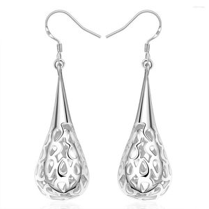 Dingle örhängen mode 925 sterling silver drop styling retro ihålig ren öronkrok