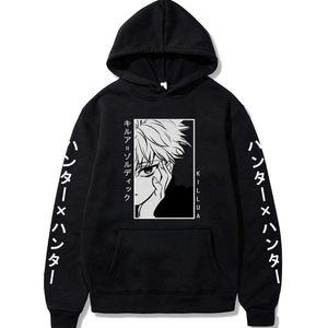 Felpe con cappuccio da uomo Felpe 2022 Anime Hunter X Killua Stampa Felpa con cappuccio Loog Manica Streewear Pullover Abbigliamento G221008