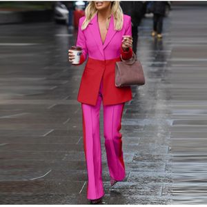 女性のスーツ ブレザー ブレザー パンツスーツ 2 点セット 4XL ピンク ブラック オフィス レディース 女性 ビジネス シングル ボタン フレア パンツ ブレザー パンツ フォーマル スーツ 221008