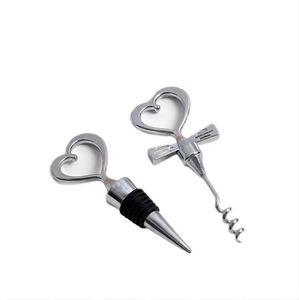 Party Favor Heart Combination Wine Corkscrew Opener And Wine Bottle Stopper Sets Wedding Souvenirs Guests 60pcs equal 30pairs