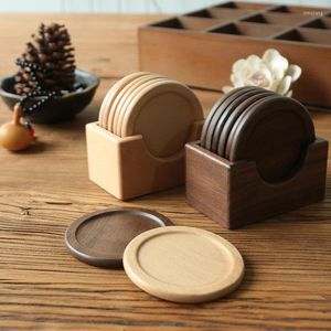 Tovagliette 6 pezzi / set Sottobicchieri in legno Tovagliette facili da pulire Tovagliette rotonde Supporto per stoviglie Accessori per la cucina