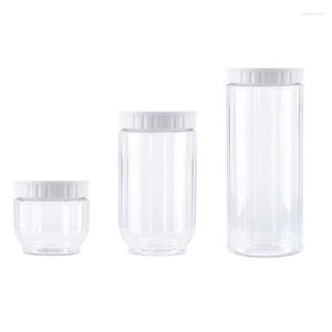 Botellas de almacenamiento Cocina Contenedor de comida transparente con tapas Olla de sellado Cereal Grano Frijol Arroz Tarro de leche en polvo de plástico sellado