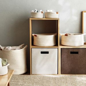 Clothing Storage Closet Organizer Ins Woven Laundry Basket Bins Cotton Rope Baby Toys Desktop Snacks Nordic Clothe And