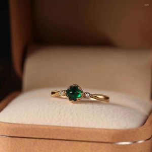 Alyanslar Vintage Emerald değerli taş narin kadınsı açık moda parti kızları hediye takı aksesuarları 2022