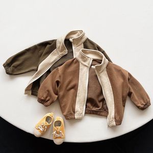 재킷 베이비 롱 슬리브 캐주얼 재킷 면화 어린이 코트 소년 소녀 빈티지 가디건 패션 아이의 옷 유아 외부웨어 221010
