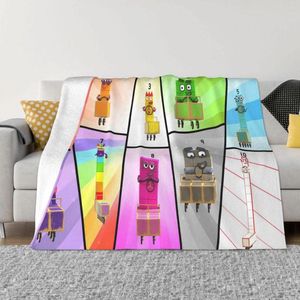 Cobertores NumberBlocks Cartoon Plaid Blanket Sofá Tampa de flanela Primavera/Autumn Anime Soft Throw For Bedding Car