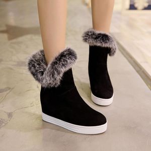 Boots Good Quality Winter Women Warm Shoes Platform High Heels 2022 Black Gray Real Fur Ladies Snow Plus Size 43