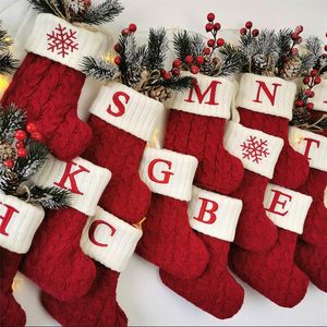 Christmas Stocking Decorations Red Snowflake Custom Letters Socks Xmas Tree Ornaments Decor Gift Bags Wholesale DD