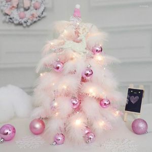 Juldekorationer Rosa träd konstgjorda mini fjäder gör-det-själv bordsskiva dekor juldekoration prydnad julklappar