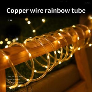 Strings 100/200 LED Solar String Fairy Lights Rope Tube Waterproof Outdoor Garland Power Lamp Holiday For Garden Decoration