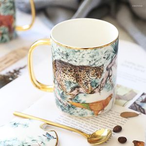 Muggar kreativa djurmugg keramisk kaffekopp med lock sked vatten mjölk brittisk teaparty dricka hem dricker dekoration