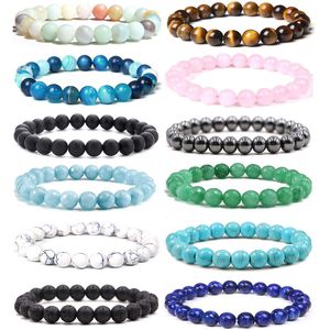 12 Stile gemischte Natursteinstränge Perlenarmbänder für Frauen Männer Liebhaber handgefertigter Charme Yoga Energy Schmuck