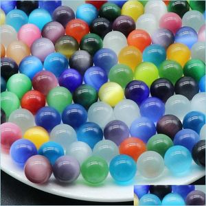 Stone Colorf 20Mm Cats Eye Crystal Round Stone Ball Craft Tumbled Hand Piece Stones Home Decoration Ornaments Good Gifts Drop Deliver Dhlmy