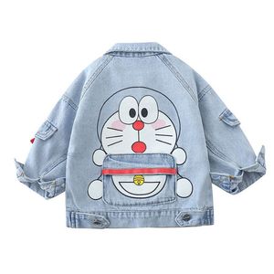 Jaquetas primavera outono de outono menino meninas Doraemon Cartoon jeaats Roupas crianças cowboy jean showear roupas infantis 221010